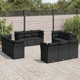 vidaXL Loungegrupp med dynor 12 delar svart konstrotting 3249164