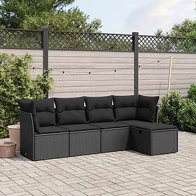 vidaXL Loungegrupp för trädgården med dynor 5 delar svart konstrotting 3263131