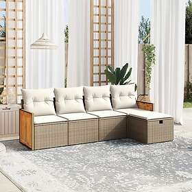 vidaXL Soffgrupp för trädgården med dynor 5 delar beige konstrotting 3265720