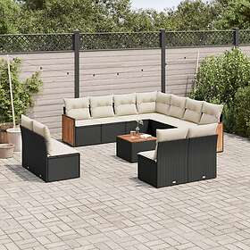 vidaXL Loungegrupp med dynor 12 delar svart konstrotting 3227771