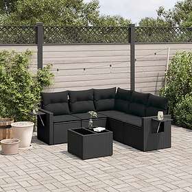 vidaXL Loungegrupp med dynor 6 delar svart konstrotting 3220154