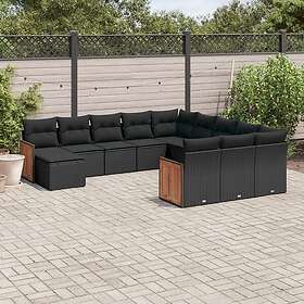 vidaXL Loungegrupp med dynor 12 delar svart konstrotting 3228260