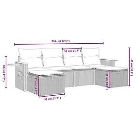 vidaXL Loungegrupp för trädgården med dynor 5 delar svart konstrotting 3263772