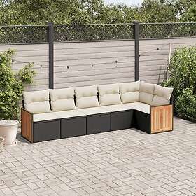 vidaXL Loungegrupp med dynor 6 delar svart konstrotting 3227666