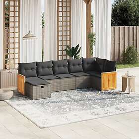 vidaXL Soffgrupp för trädgården med dynor 7 delar grå konstrotting 3265750