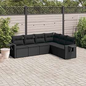 vidaXL Loungegrupp med dynor 6 delar svart konstrotting 3252542