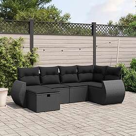 vidaXL Loungegrupp med dynor 6 delar svart konstrotting 3264101