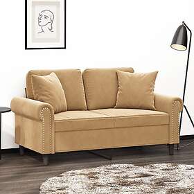 vidaXL 2-sitssoffa med prydnadskuddar brun 120 cm sammet 3200942