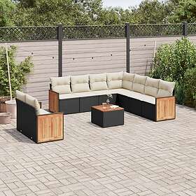 vidaXL Loungegrupp 10 delar med svarta dynor konstrotting 3227785