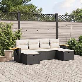 vidaXL Loungegrupp med dynor 6 delar svart konstrotting 3265557