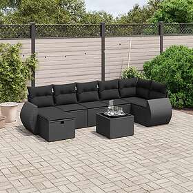 vidaXL Loungegrupp för trädgården med dynor 8 delar svart konstrotting 3264131