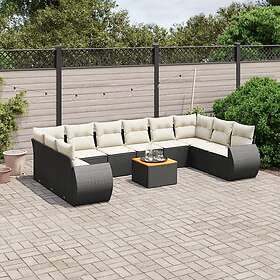 vidaXL Loungegrupp för trädgården m. dynor 11 delar konstrotting svart 3225174