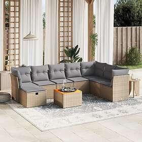 vidaXL Soffgrupp för trädgård med dynor 9 delar mixbeige konstrotting 3264762