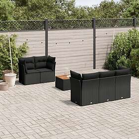 vidaXL Loungegrupp med dynor 6 delar svart konstrotting 3223479