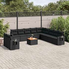 vidaXL Loungegrupp med dynor 12 delar svart konstrotting 3256972