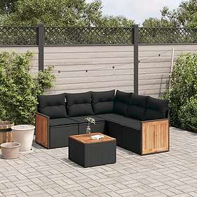 vidaXL Loungegrupp med dynor 6 delar svart konstrotting 3227644