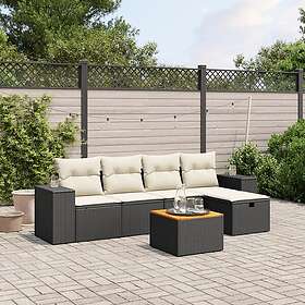 vidaXL Loungegrupp med dynor 6 delar svart konstrotting 3265165