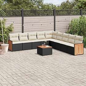 vidaXL Loungegrupp 10 delar med svarta dynor konstrotting 3227743
