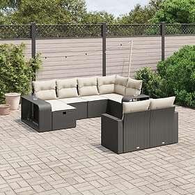 vidaXL Loungegrupp 10 delar med svarta dynor konstrotting 3266236