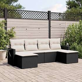 vidaXL Loungegrupp med dynor 6 delar svart konstrotting 3220515