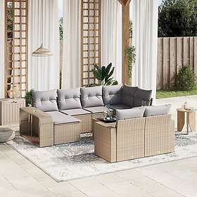 vidaXL Loungegrupp för trädgården m. dynor 11 delar beige konstrotting 3228909