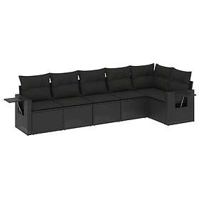 vidaXL Loungegrupp med dynor 6 delar svart konstrotting 3252522