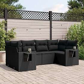 vidaXL Loungegrupp med dynor 6 delar svart konstrotting 3252912