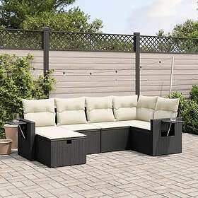 vidaXL Loungegrupp med dynor 6 delar svart konstrotting 3263792