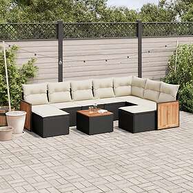 vidaXL Loungegrupp 10 delar med svarta dynor konstrotting 3228226