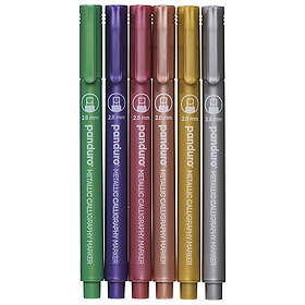 Panduro Hobby Metallicpennor med kalligrafispetsar 0,5–3 mm skrivbredd, 6-pack