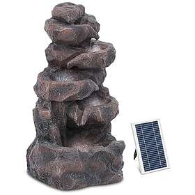 Hillvert Solar Garden Fountain Tiered Rock Formation LED-belysning