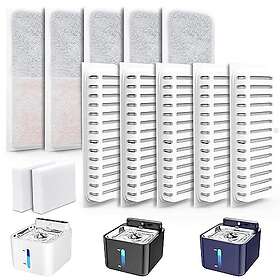 PLOOHT 10st Kattvattenfilter + 2st Svampar, Ersättningsfilter för Kattvatten, för Kattvatten med Rörelsesensor (Uppdaterad Version)