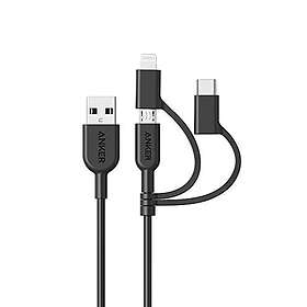 Anker PowerLine II 3-i-1-kabel 90CM