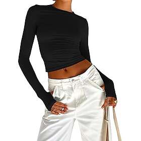 Patrichor Långärmad Damtröja Bas, Ledig Rundhalsad Topp