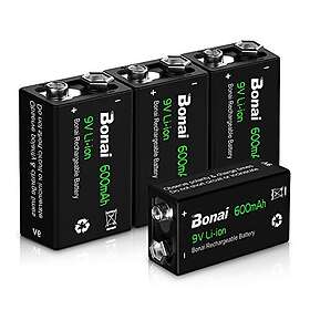 Bonai 9V Uppladdningsbart Batteri 600mAh 4-pack