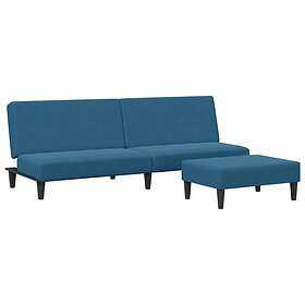 vidaXL Bäddsoffa 2-sits med fotpall blå sammet 3216230