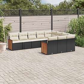 vidaXL Loungegrupp 10 delar med svarta dynor konstrotting 3228016