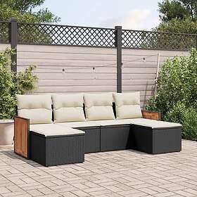 vidaXL Loungegrupp med dynor 6 delar svart konstrotting 3227897