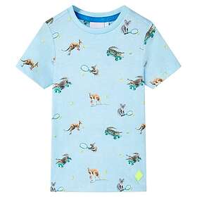 vidaXL T-shirt för barn ljusblå melange 140 11888