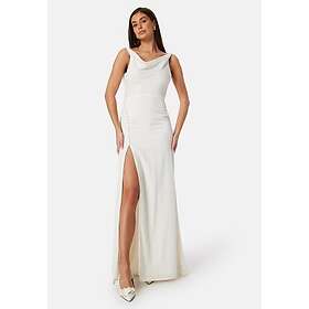 Bubbleroom Occasion Waterfall Twist Shoulder Gown White 38