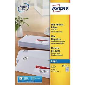 Avery Adressetiketter 38,1 x 21,2mm J8651-25 1,625st