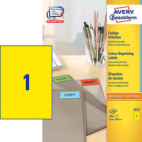 Avery Etikett gul x 210x297mm 297 3473 100 A4