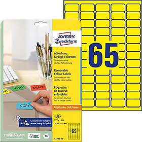Avery Zweckform etiketter 38,1 x 21,2 mm för bläckstråleskrivare/laser/avtagbar/kopiera gul