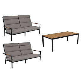 Brafab Indus soffgrupp Svart med beige dyna2 st 3-sitssoffor & bord 2 st 3-sitss