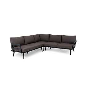 Brafab Villac soffgrupp Svart med brun dyna 2 st 2-sitsmoduler hörn & soffbord