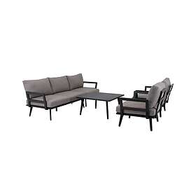 Brafab Villac soffgrupp Svart med beige dyna 3-sitssoffa, 2 st fåtöljer & soffbord