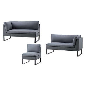 Cane-Line Flex soffgrupp 2st 2-sitsavslut & mittdel Grå med grå dyna