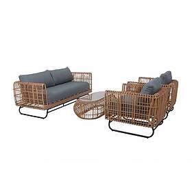 Sunzo Tense soffgrupp Natur med grå dyna 3-sitssoffa, 2 fåtöljer & bord