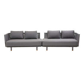 Cane-Line Moments soffgrupp 2 st 2-sitsavslut Grå med grå dyna