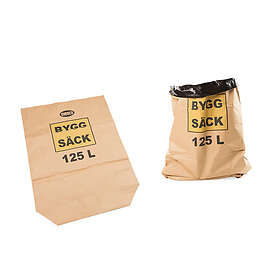 Tecca Papperssäck 125l Byggsäck 1-Blad Innersäck av Svart PE L, byggsäcken 750011